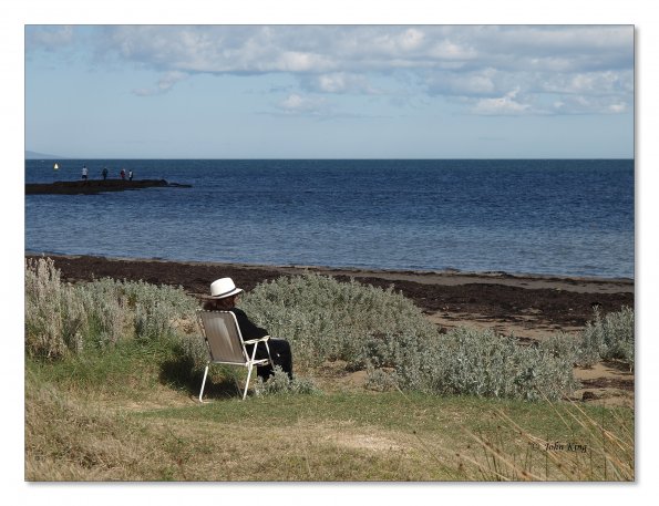 Woman in beach chair