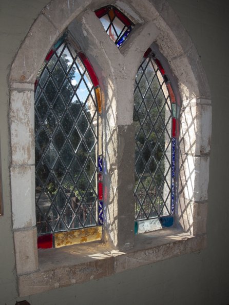 Stained glass window at Montsalvat Artists' Community