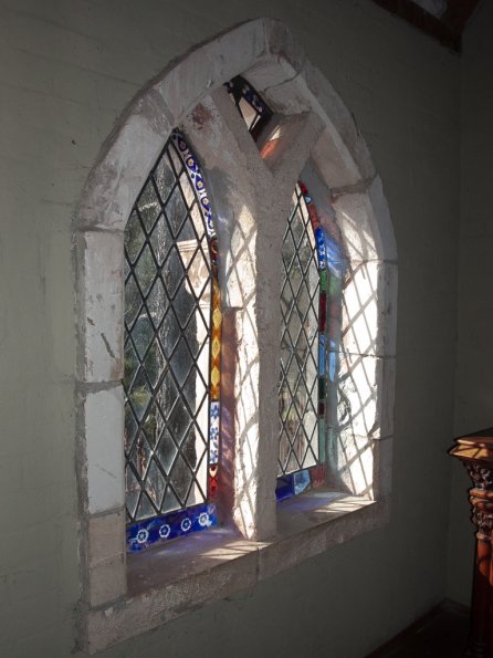 Stained glass window at Montsalvat Artists' Community