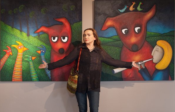 Magda Dmowska  and Red Dog paintings